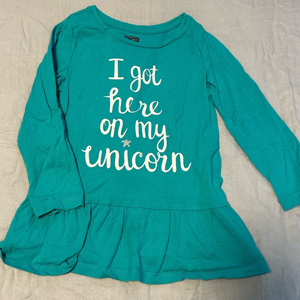 Teal Long Sleeve Unicorn Shirt